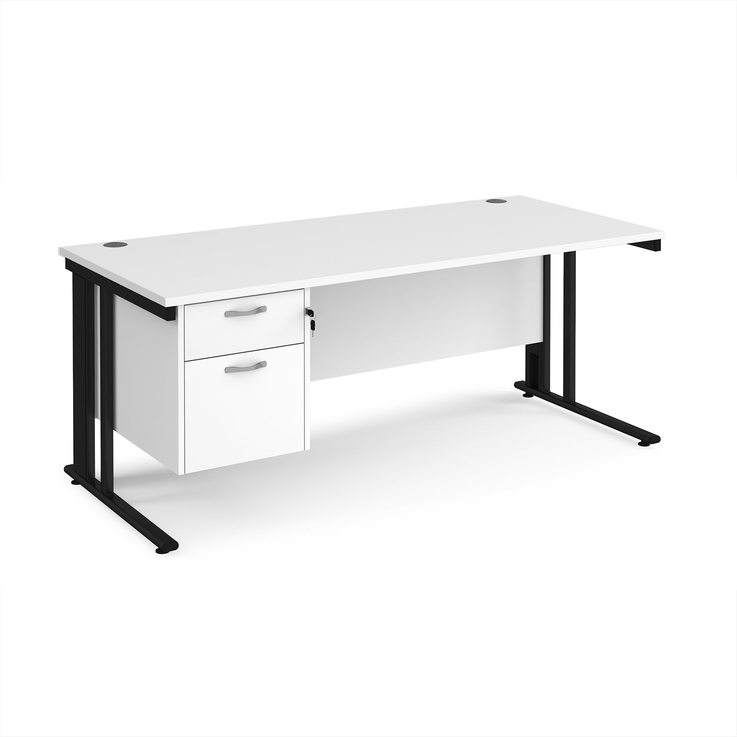 Maestro 25 cable managed 800mm deep desk with 2 drawer ped - MCM18P2KWH