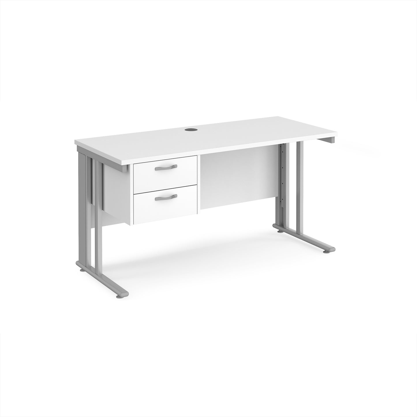 Maestro 25 cable managed 600mm deep desk with 2 drawer ped - MCM614P2SWH