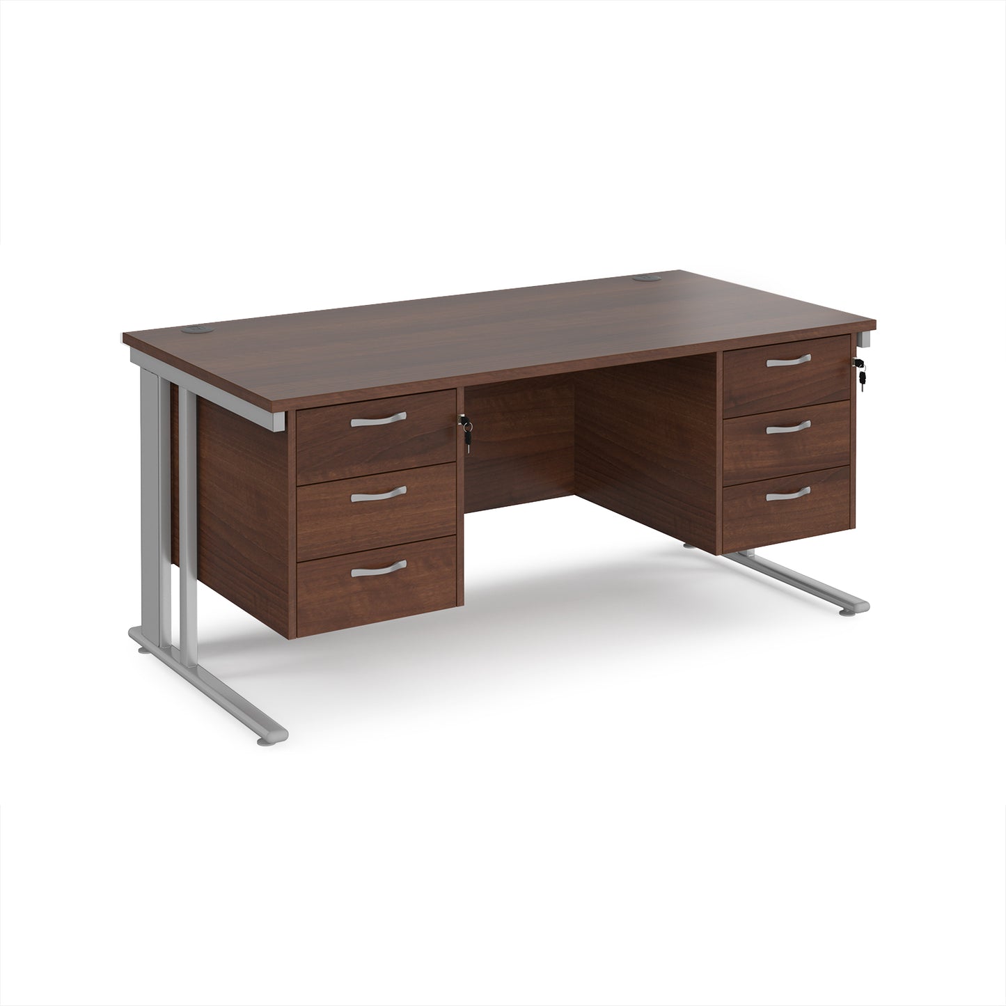Maestro 25 cable managed 800mm deep desk with 2 x 3 drawer peds - MCM16P33SW
