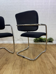 2x Modern Cantilever Chrome Frame Stacking Chairs / Visitor , Reception / UK 🚚