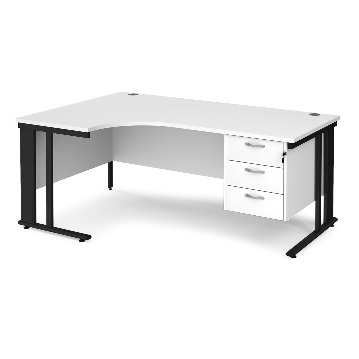 Maestro 25 cable managed left hand ergonomic desk with 3 drawer ped - MCM18ELP3KWH