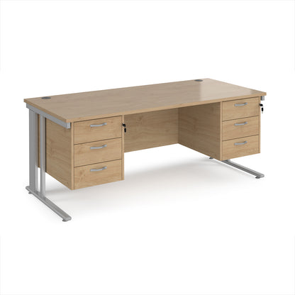 Maestro 25 cable managed 800mm deep desk with 2 x 3 drawer peds - MCM18P33SKO