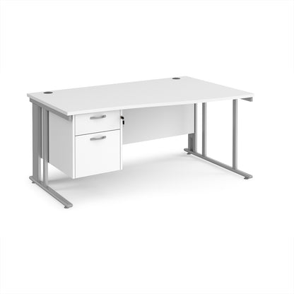 Maestro 25 cable managed right hand wave desk with 2 drawer ped - MCM16WRP2SWH