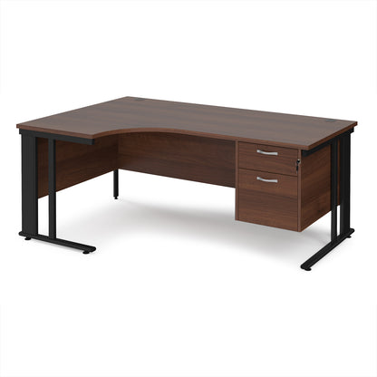 Maestro 25 cable managed left hand ergonomic desk with 2 drawer ped - MCM18ELP2KW