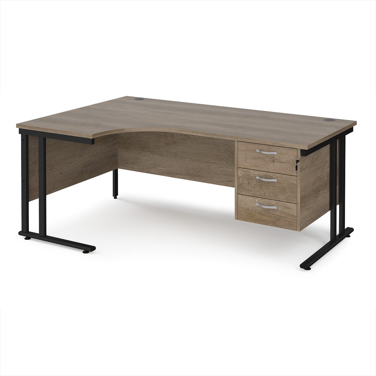 Maestro 25 cantilever left hand ergonomic desk with 3 drawer ped - MC18ELP3KNO