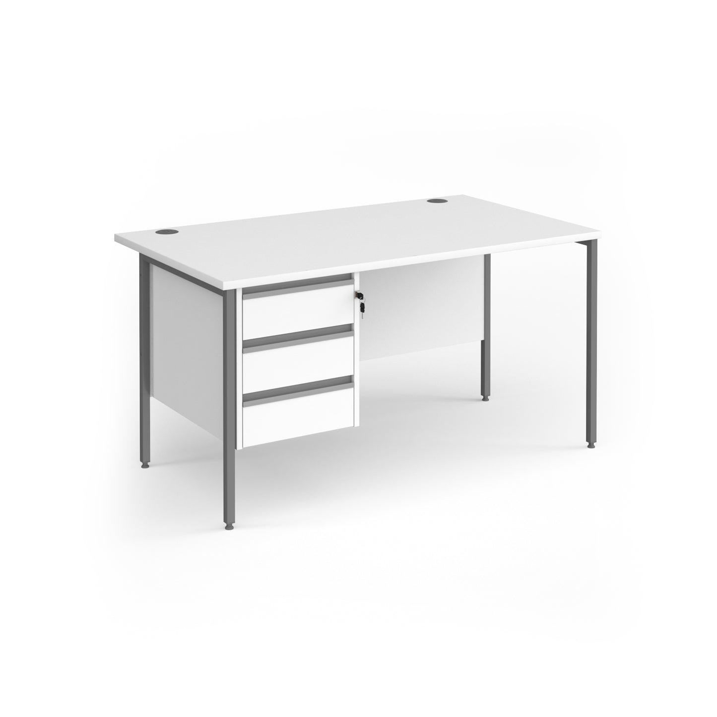 Contract 25 H-Frame straight desk with 3 drawer pedestal - CH14S3-G-WH