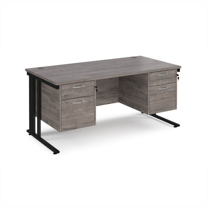 Maestro 25 cable managed 800mm deep desk with 2 x 2 drawer peds - MCM16P22KGO