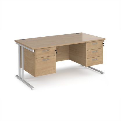 Maestro 25 cantilever 800mm deep desk with 2 & 3 drawer peds - MC16P23WHKO