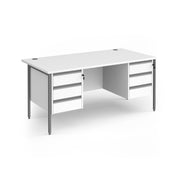 Contract 25 H-Frame straight desk with 3 and 3 drawer peds