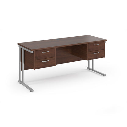 Maestro 25 cantilever 600mm deep desk with 2 x 2 drawer peds - MC616P22SW