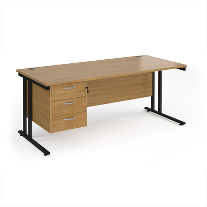 Maestro 25 cantilever 800mm deep desk with 3 drawer ped - MC18P3KO