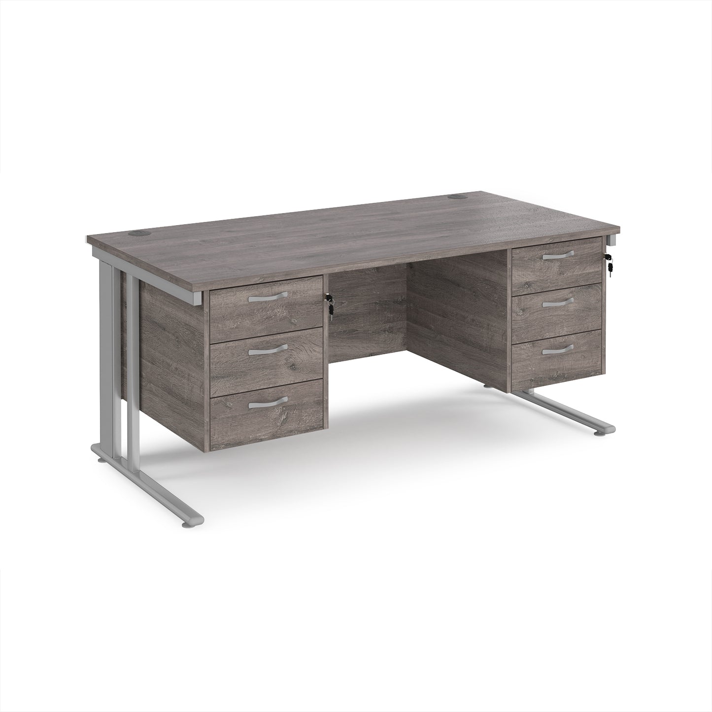 Maestro 25 cable managed 800mm deep desk with 2 x 3 drawer peds - MCM16P33SGO