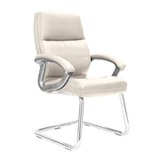 High Back Leather Effect Executive Visitor Armchair with Contoured Design Backrest and Chrome Base