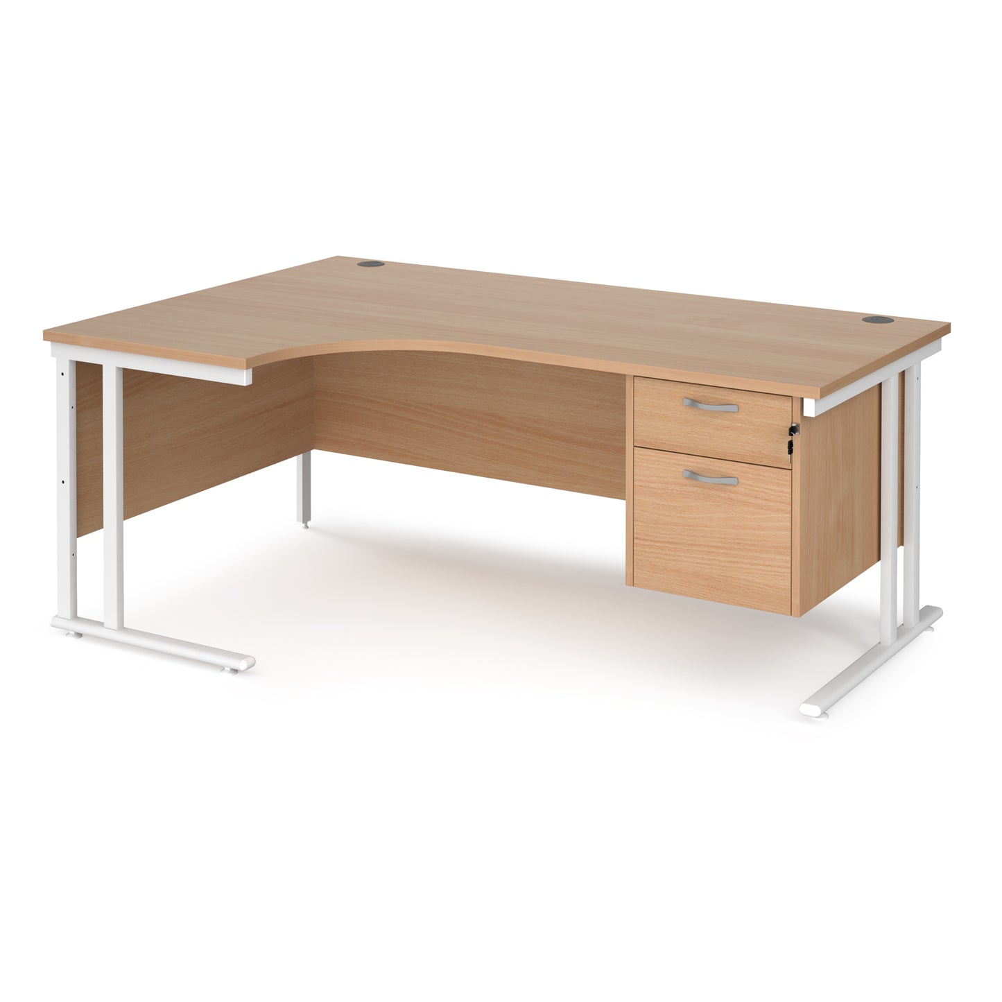 Maestro 25 cantilever left hand ergonomic desk with 2 drawer ped - MC18ELP2WHB