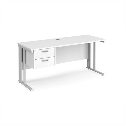 Maestro 25 cable managed 600mm deep desk with 2 drawer ped - MCM616P2WHWH