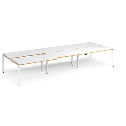 Adapt sliding top triple B2B desks 1600mm deep - STE4216-WH-WO