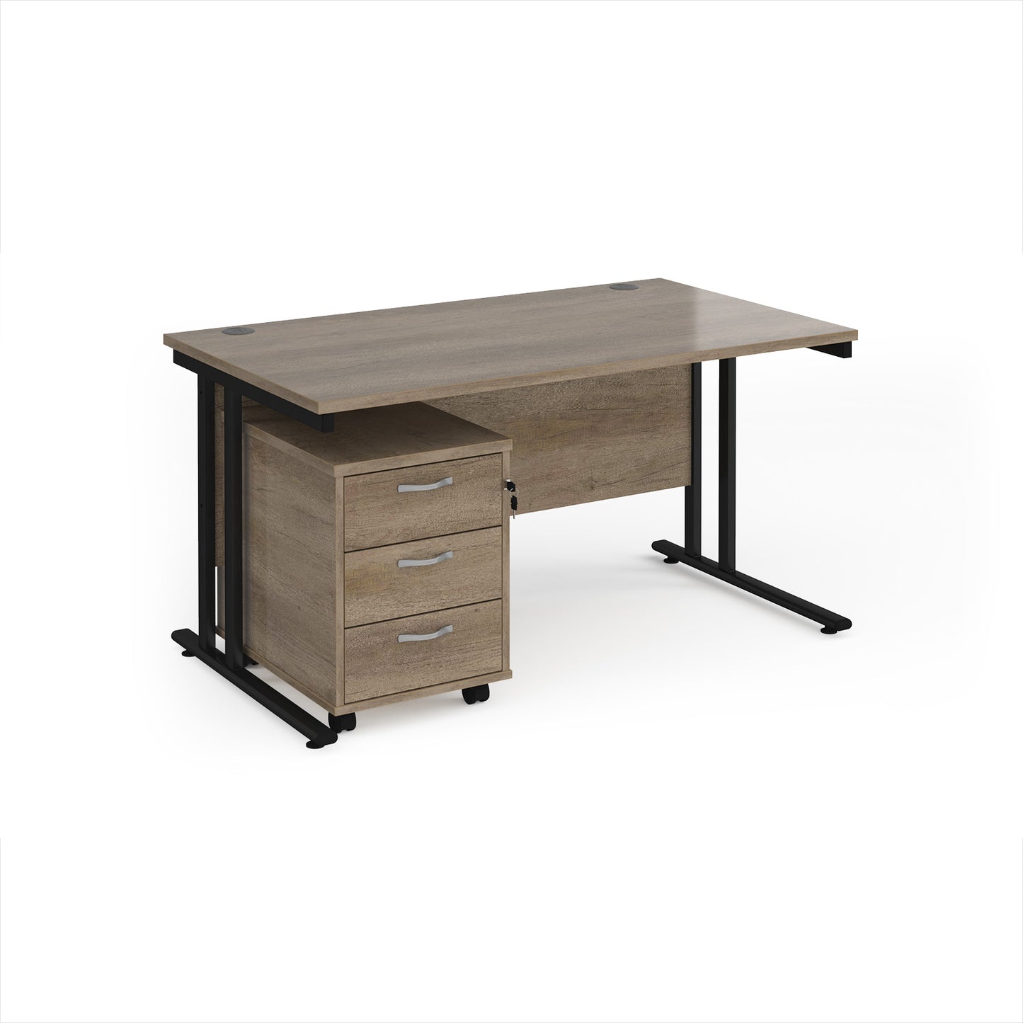 Maestro 25 desk 800mm with 3 drawer pedestal - SBK314NO