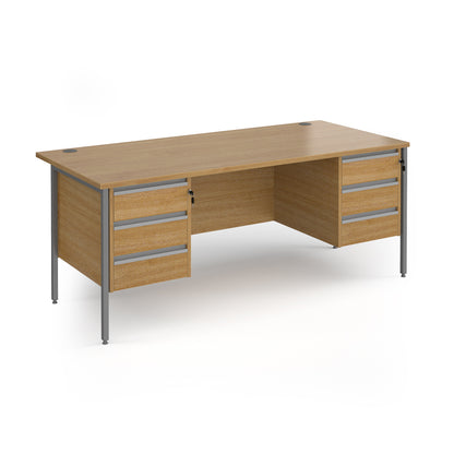 Contract 25 H-Frame straight desk with 3 and 3 drawer peds - CH18S33-G-O