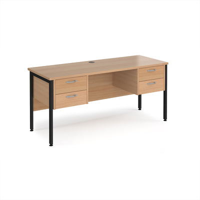 Maestro 25 H-Frame 600mm deep desk with 2 x 2 drawer peds - MH616P22KB
