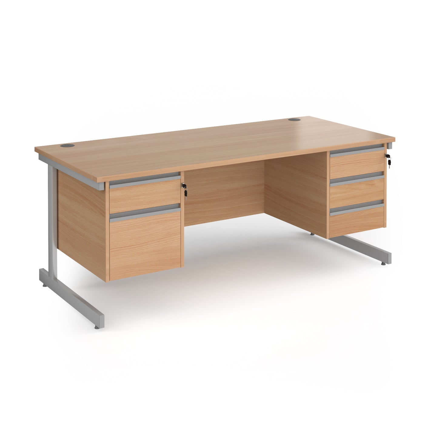Contract 25 cantilever leg straight desk with 2 and 3 drawer peds - CC18S23-S-B