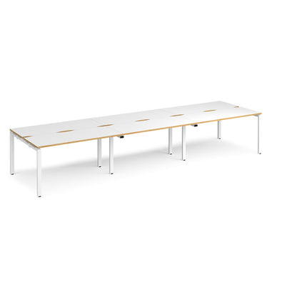 Adapt sliding top triple B2B desks 1200mm deep - STE4212-WH-WO