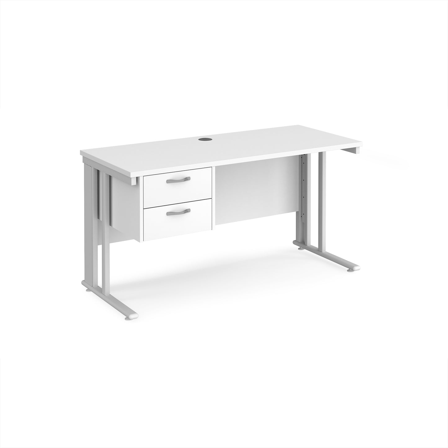 Maestro 25 cable managed 600mm deep desk with 2 drawer ped - MCM614P2WHWH