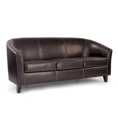 Medium Back Tub Style Three Seater Sofa Upholstered in a durable Leather Effect Finish
