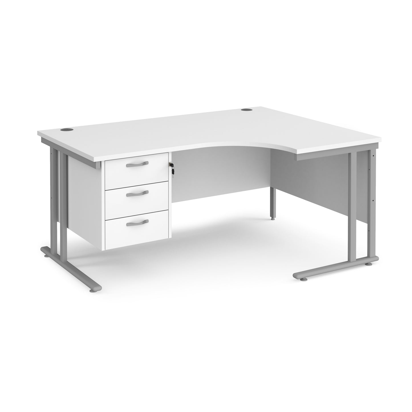 Maestro 25 cantilever right hand ergonomic desk with 3 drawer ped - MC16ERP3SWH