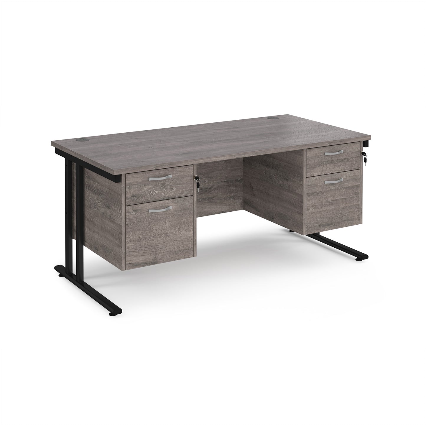 Maestro 25 cantilever 800mm deep desk with 2 x 2 drawer peds - MC16P22KGO