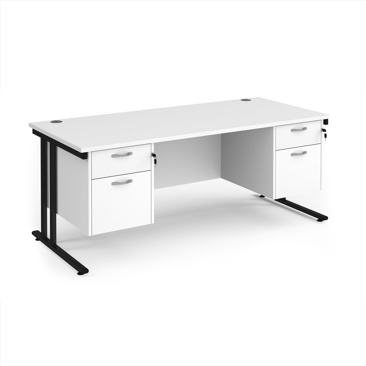 Maestro 25 cantilever 800mm deep desk with 2 x 2 drawer peds - MC18P22KWH
