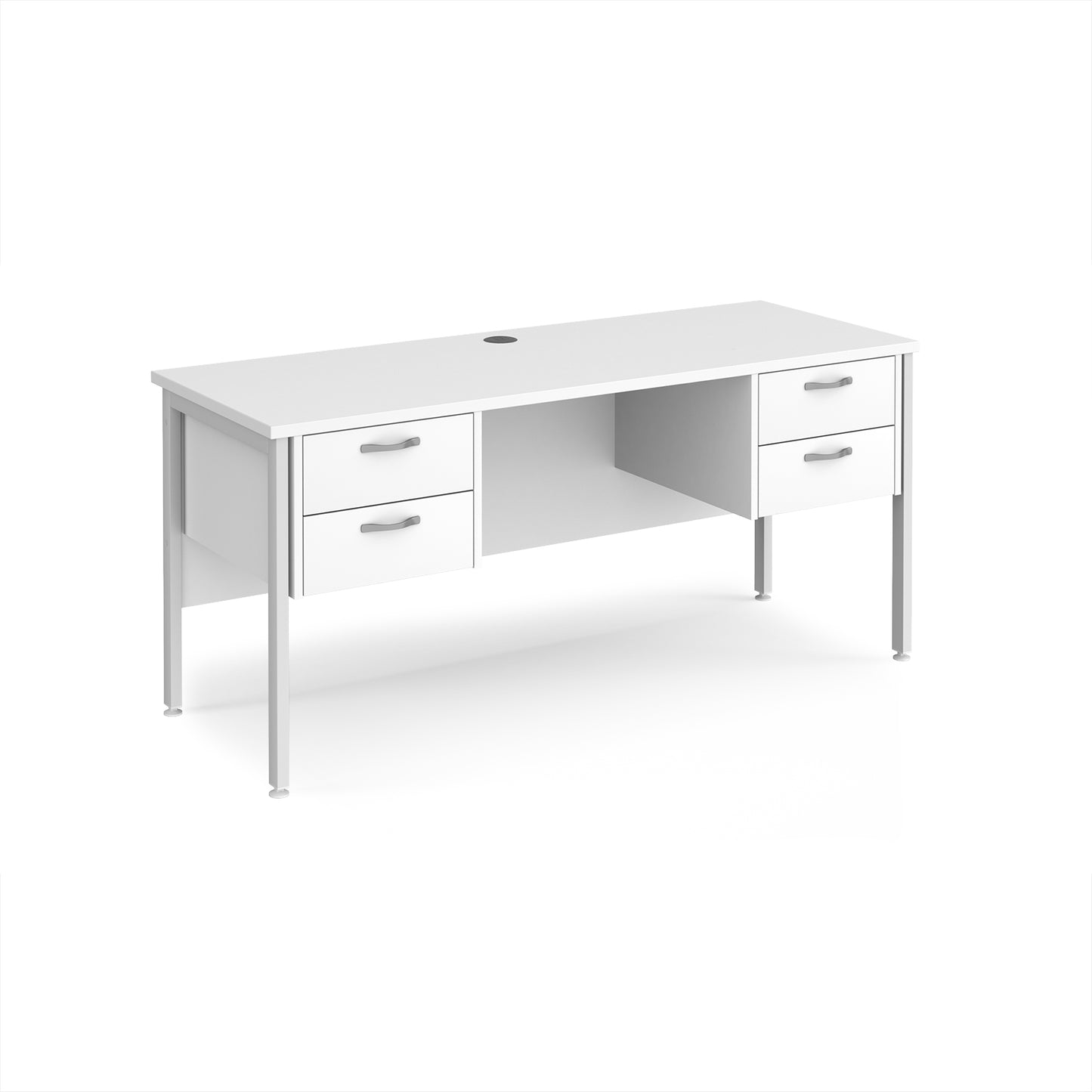 Maestro 25 H-Frame 600mm deep desk with 2 x 2 drawer peds - MH616P22WHWH