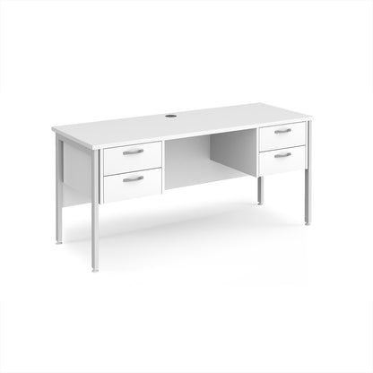 Maestro 25 H-Frame 600mm deep desk with 2 x 2 drawer peds - MH616P22WHWH