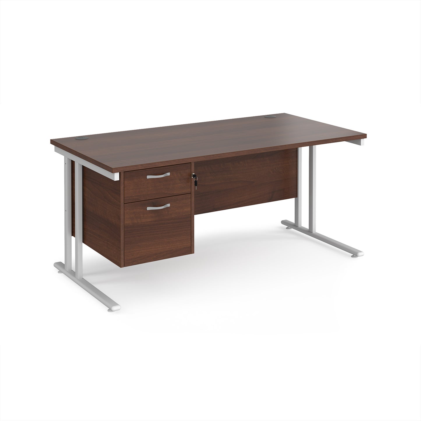 Maestro 25 cantilever 800mm deep desk with 2 drawer ped - MC16P2WHW