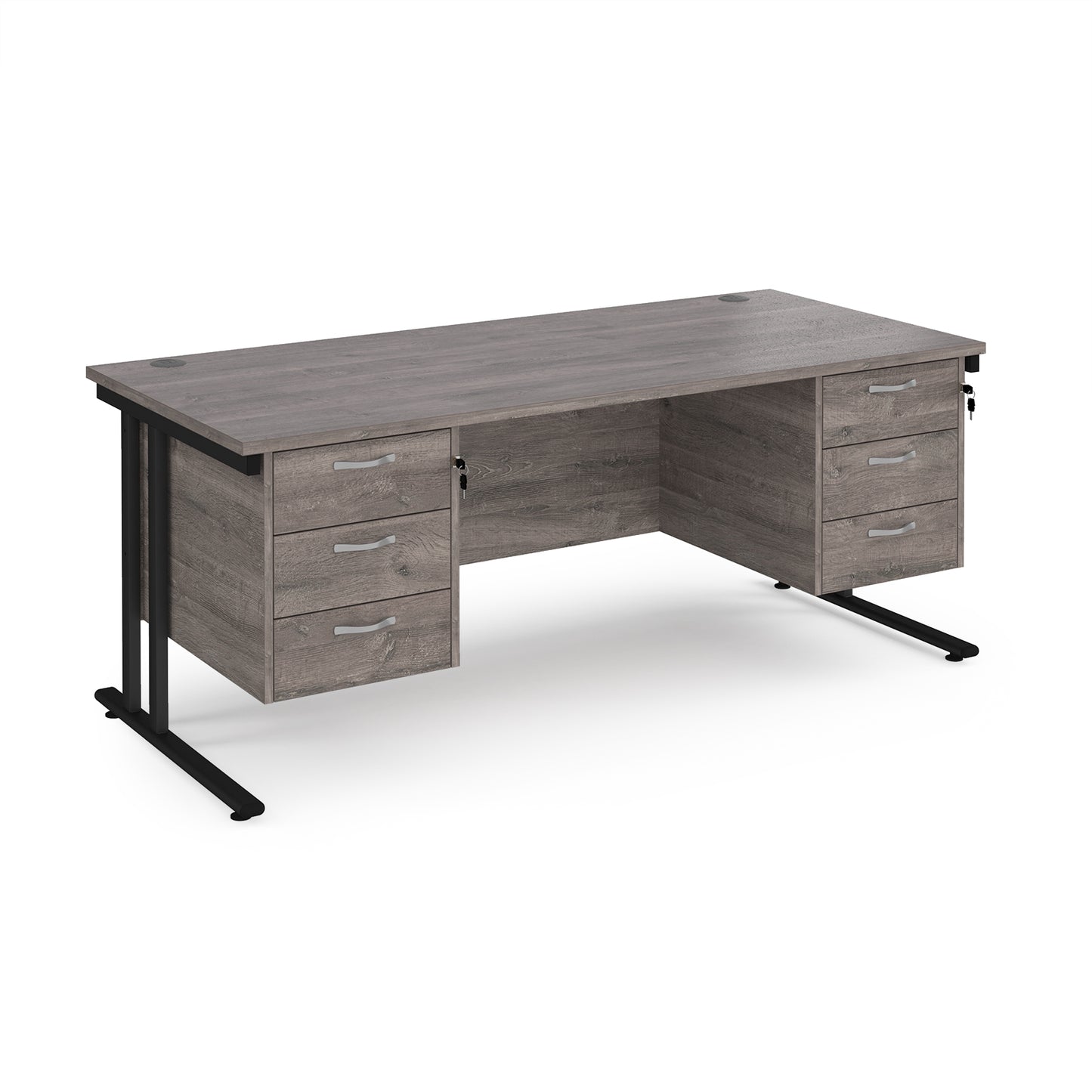Maestro 25 cantilever 800mm deep desk with 2 x 3 drawer peds - MC18P33KGO
