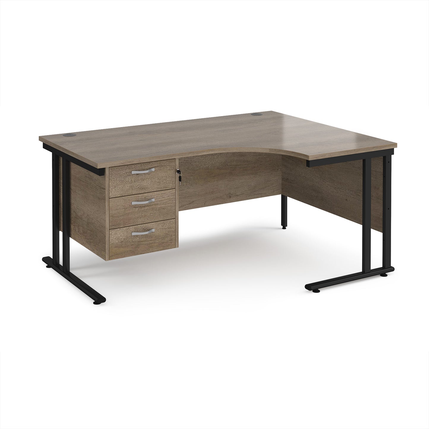 Maestro 25 cantilever right hand ergonomic desk with 3 drawer ped - MC16ERP3KNO