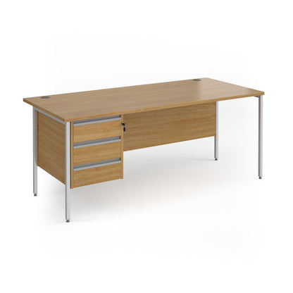 Contract 25 H-Frame straight desk with 3 drawer pedestal - CH18S3-S-O
