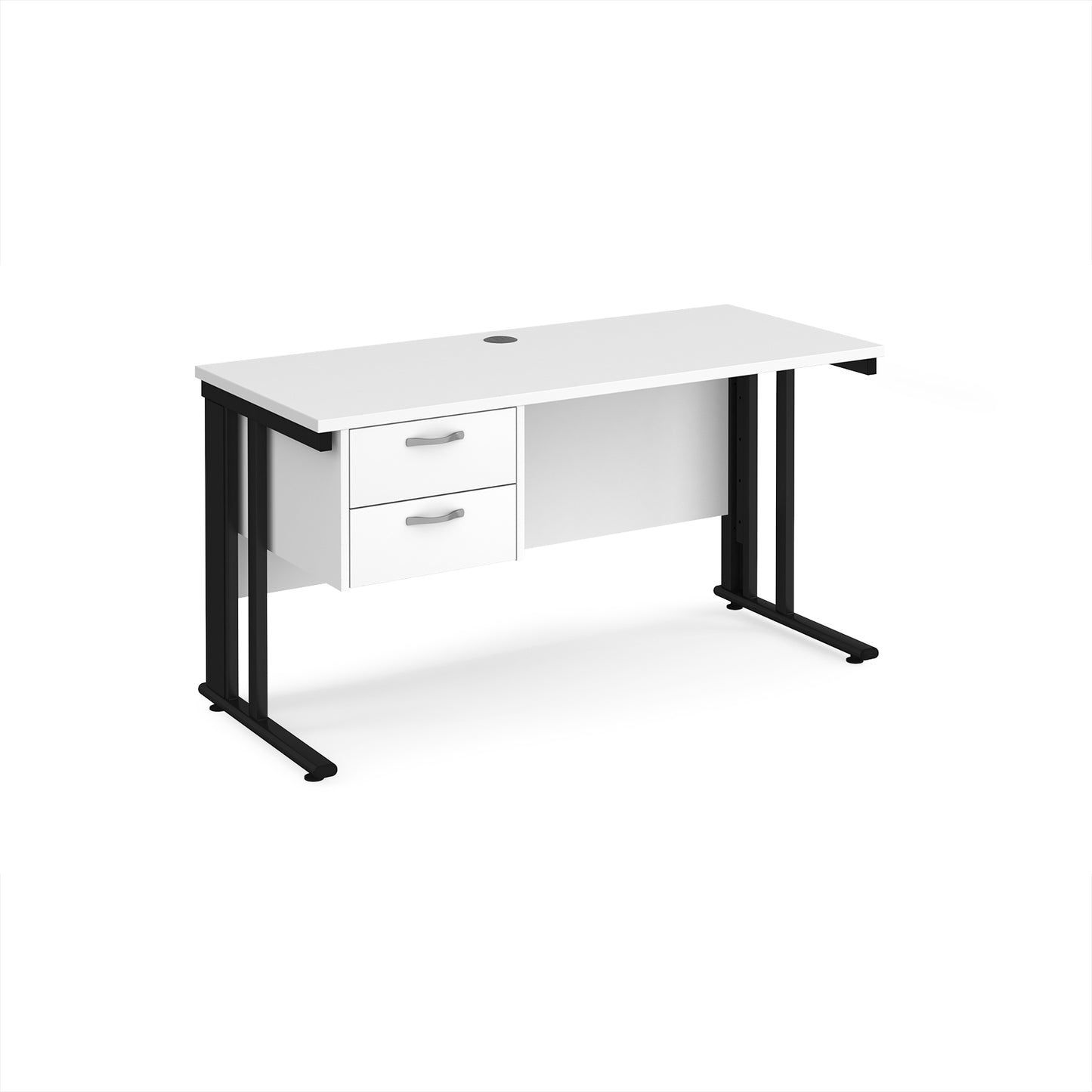 Maestro 25 cable managed 600mm deep desk with 2 drawer ped - MCM614P2KWH