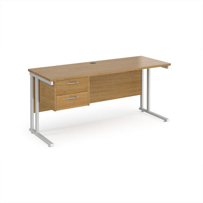 Maestro 25 cantilever 600mm deep desk with 2 drawer ped - MC616P2WHO