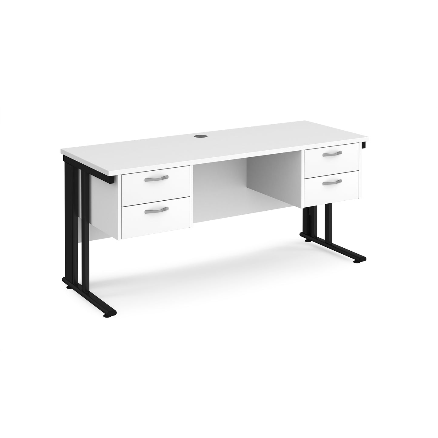 Maestro 25 cable managed 600mm deep desk with 2 x 2 drawer peds - MCM616P22KWH