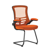 Designer High Back Mesh Cantilever Chair with Black Shell, Black Frame and Folding Arms