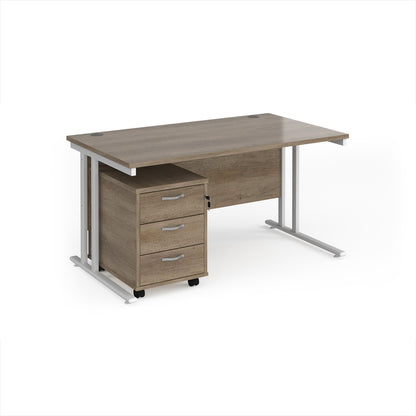 Maestro 25 desk 800mm with 3 drawer pedestal - SBWH314NO