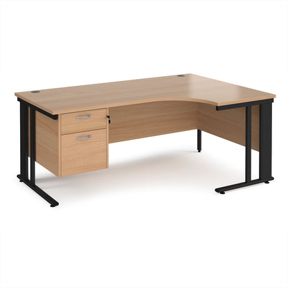 Maestro 25 cable managed right hand ergonomic desk with 2 drawer ped - MCM18ERP2KB