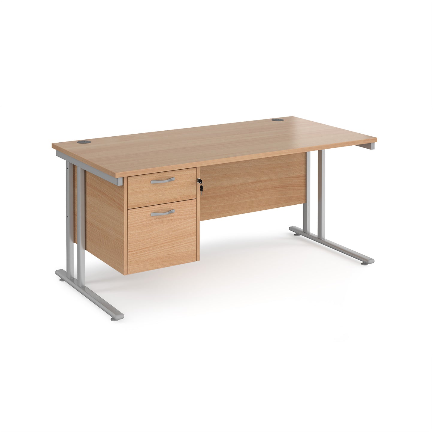 Maestro 25 cantilever 800mm deep desk with 2 drawer ped - MC16P2SB