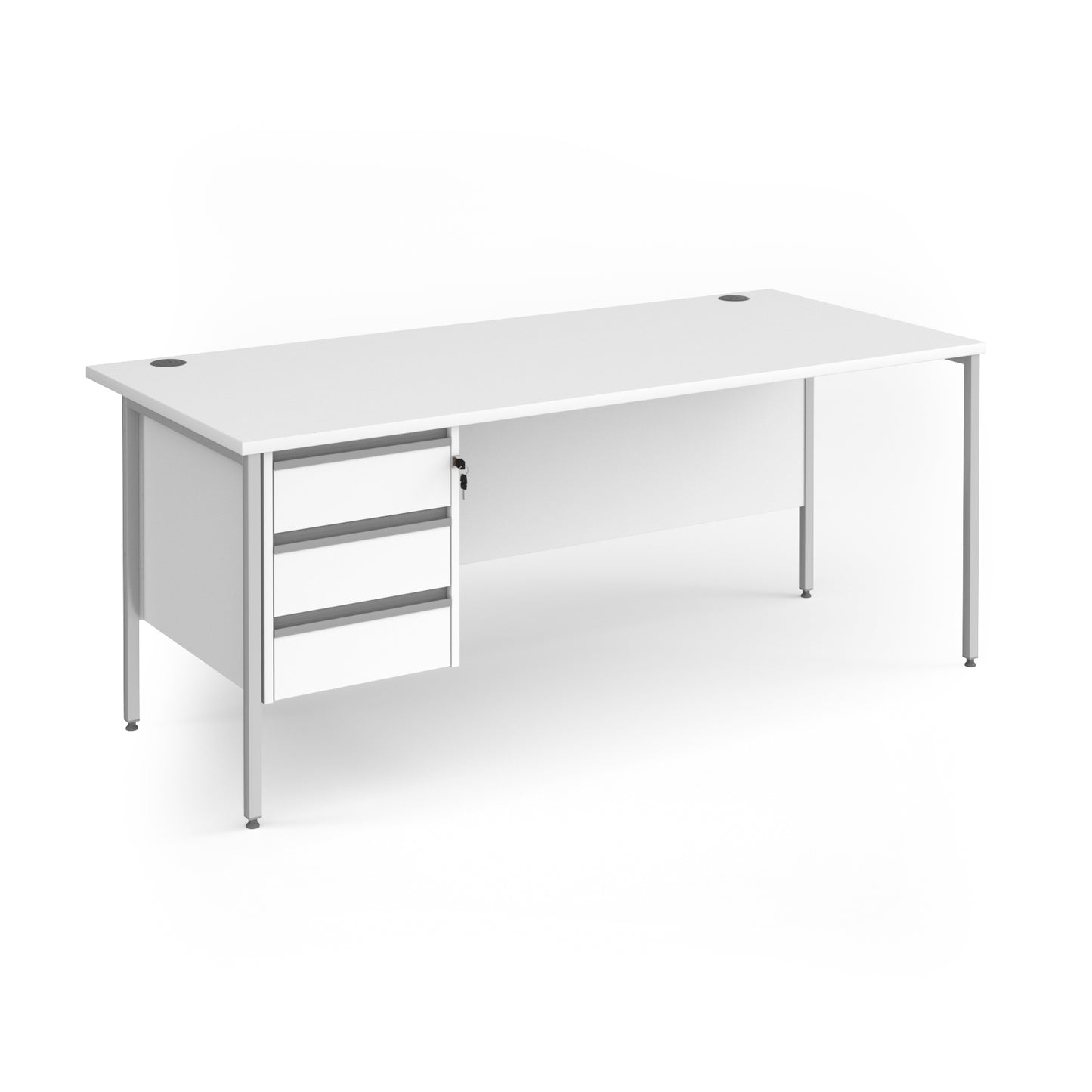 Contract 25 H-Frame straight desk with 3 drawer pedestal - CH18S3-S-WH