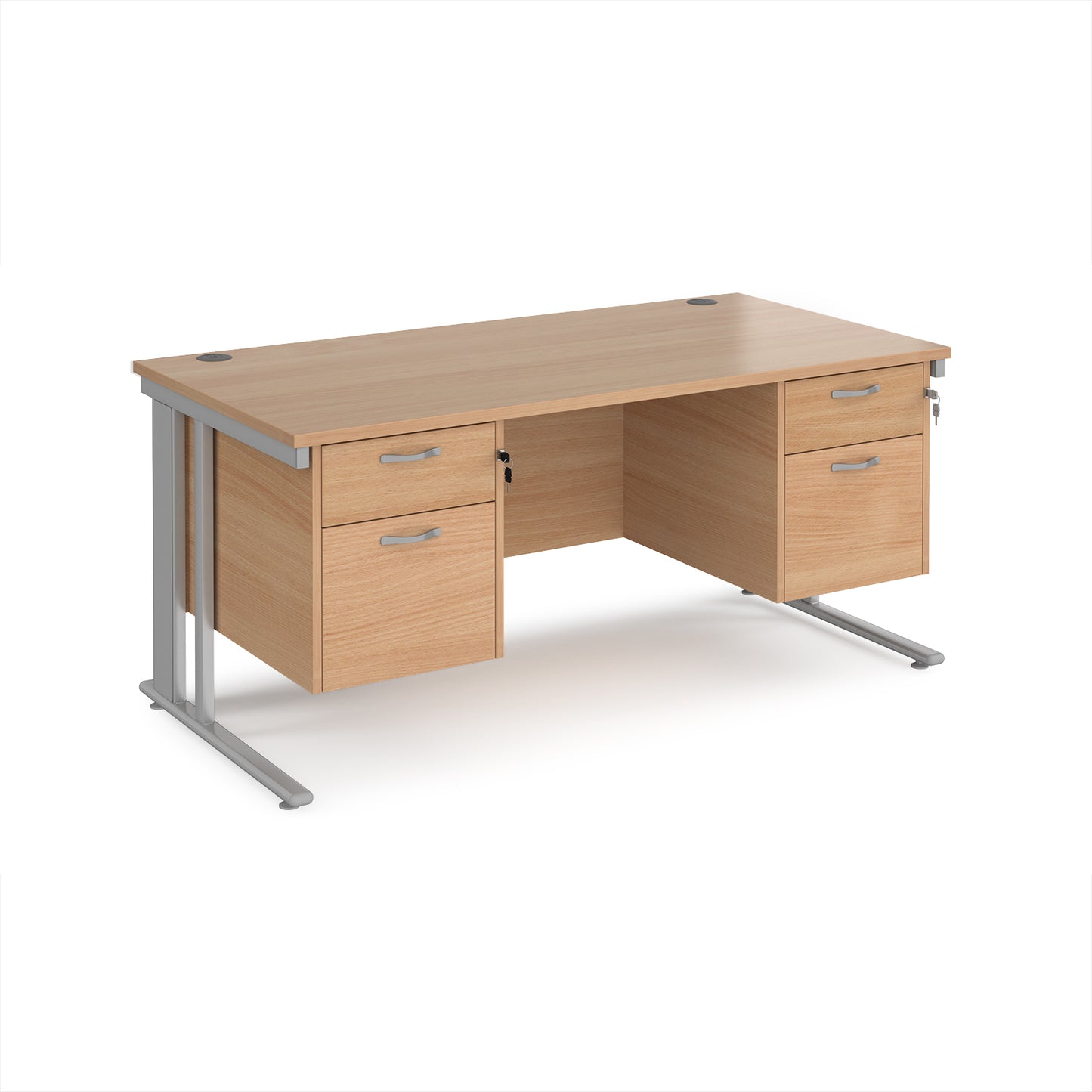 Maestro 25 cable managed 800mm deep desk with 2 x 2 drawer peds - MCM16P22SB