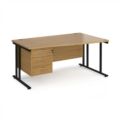 Maestro 25 cantilever right hand wave desk with 3 drawer ped - MC16WRP3KO