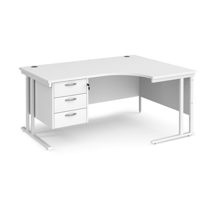 Maestro 25 cantilever right hand ergonomic desk with 3 drawer ped - MC16ERP3WHWH