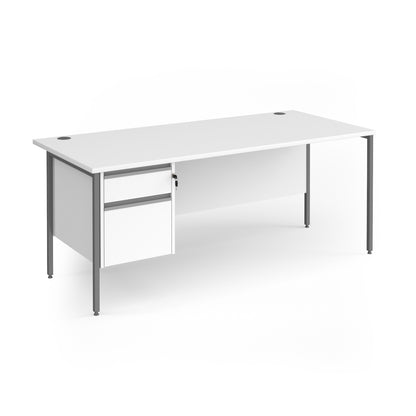 Contract 25 H-Frame straight desk with 2 drawer pedestal - CH18S2-G-WH
