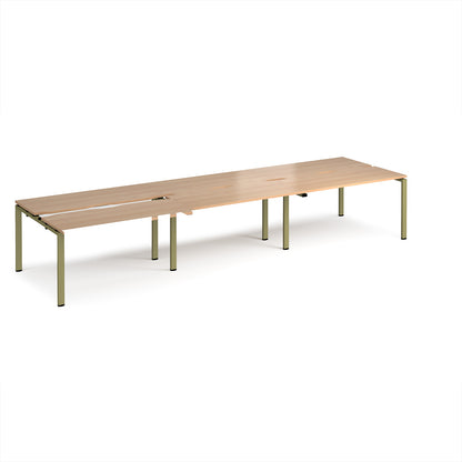 Adapt sliding top triple B2B desks 1200mm deep - STE4212-GN-B