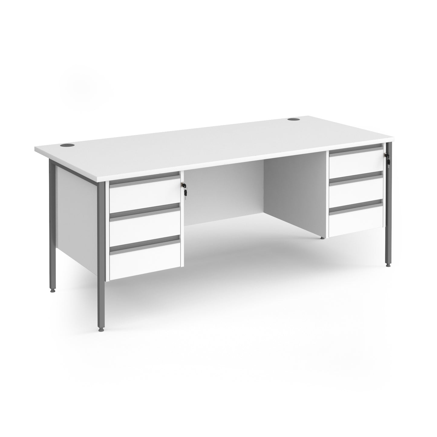 Contract 25 H-Frame straight desk with 3 and 3 drawer peds - CH18S33-G-WH